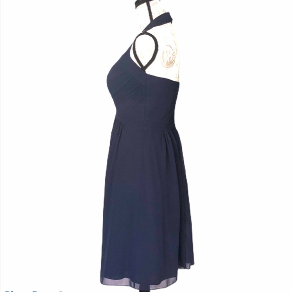 Bill Levkoff Navy Halter Bridesmaid Dress - Picture 3 of 13